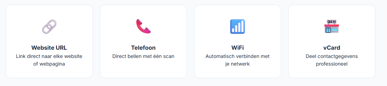 voorbeelden van QR codes zoals URL of wifi