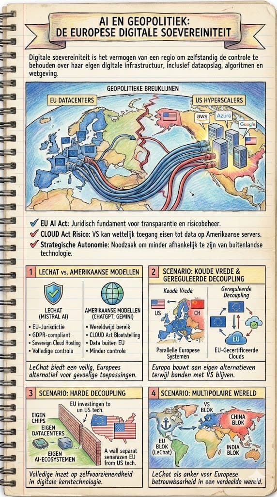 infographic van handgeschreven notities over de 4 scenarios