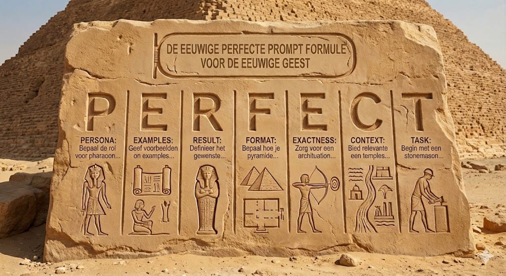 de perfecte prompt zoals gevonde n in egypte -grap