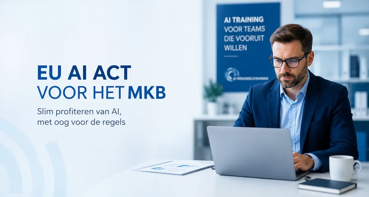 man with latop looking at EU AI Act