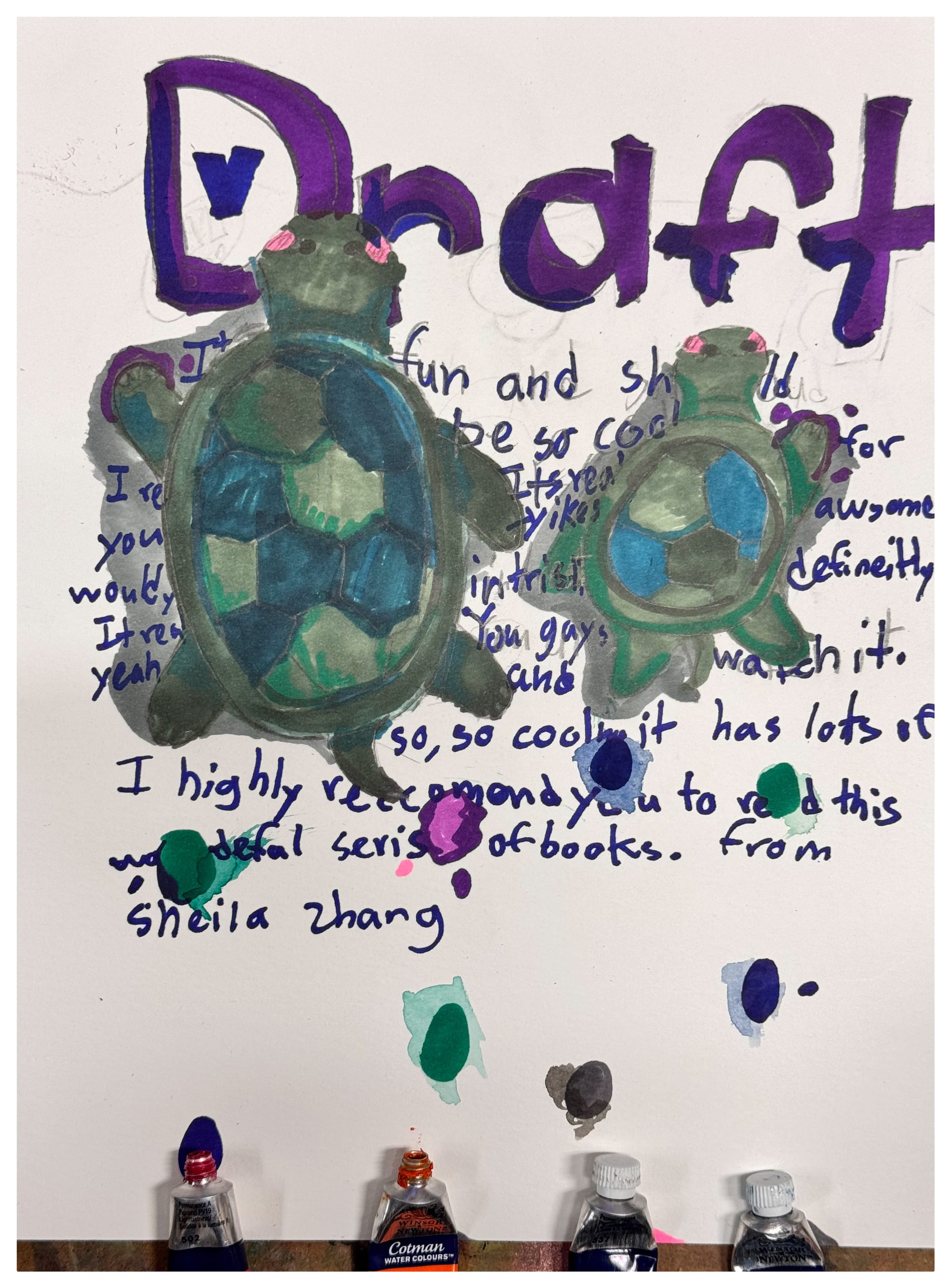 Messy turtles on the page