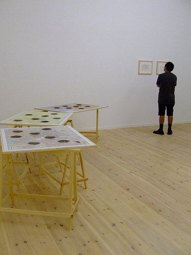 3d-Cities by Mona Hatoum. This photo was taken at another gallery Kunsthall 44 in Germany. Photo by >[Birgitte Svaerke Pederson