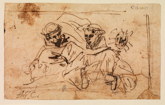 Alonso Cano (Granada 1601-1667 Granada). Saint Bernardino and Saint Juan of Capistrano. Pen and brown ink. 76 x 123 mm © The Courtauld Gallery, London