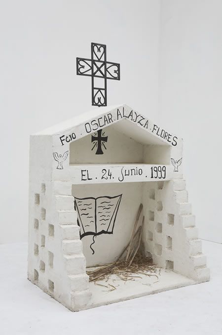 Ximena Garrido-Lecca. The Dead VI 2011. Wood, PVA, plaster, polystyrene, metal, straw, emulsion, acrylic. 148 x 96 x 59 cm. Courtesy of the Max Wigram Gallery
