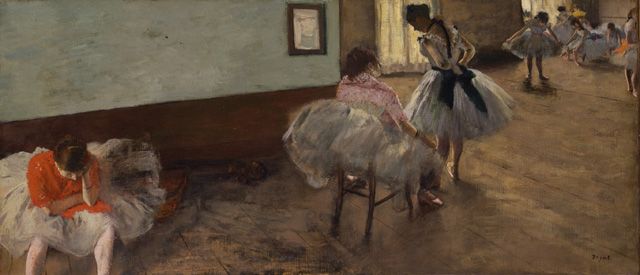 Edgar Degas: The Dance Lesson, c. 1879. Oil on canvas. 38 x 88 cm. National Gallery of Art, Washington. Collection of Mr. and Mrs. Paul Mellon, 1995.47.6. Photo National Gallery of Art, Washington