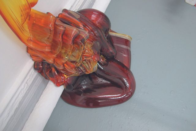 Ruth Brenner (Bursary), Amorphous restrain (detail 2) 2000 x 500 x 2000mm, Amber rosin, oils and steel, 2012