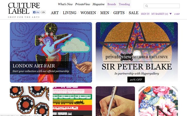 Screenshot of the Culture Label website Screenshot of the Culture Label website