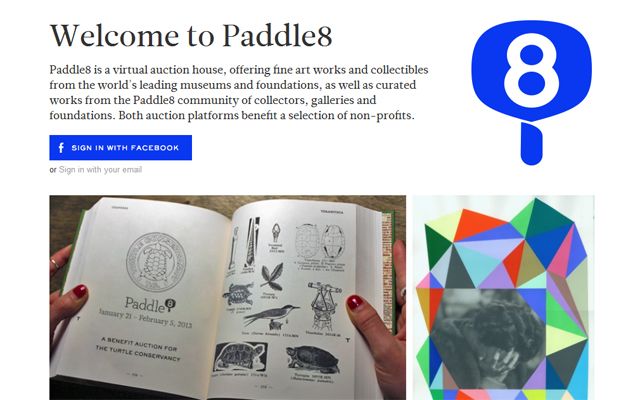 Screenshot of the Paddle8 website Screenshot of the Paddle8 website