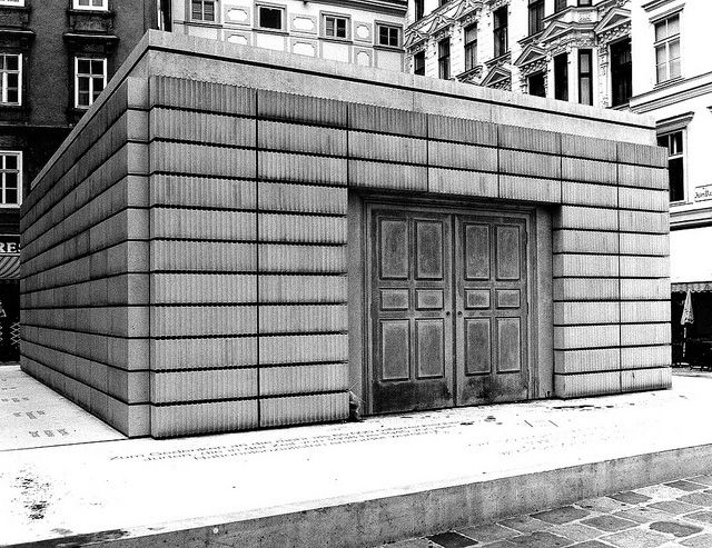 Judenplatz Holocaust Memorial, 2000 by Rachel Whiteread. Photo by lightsgoinon