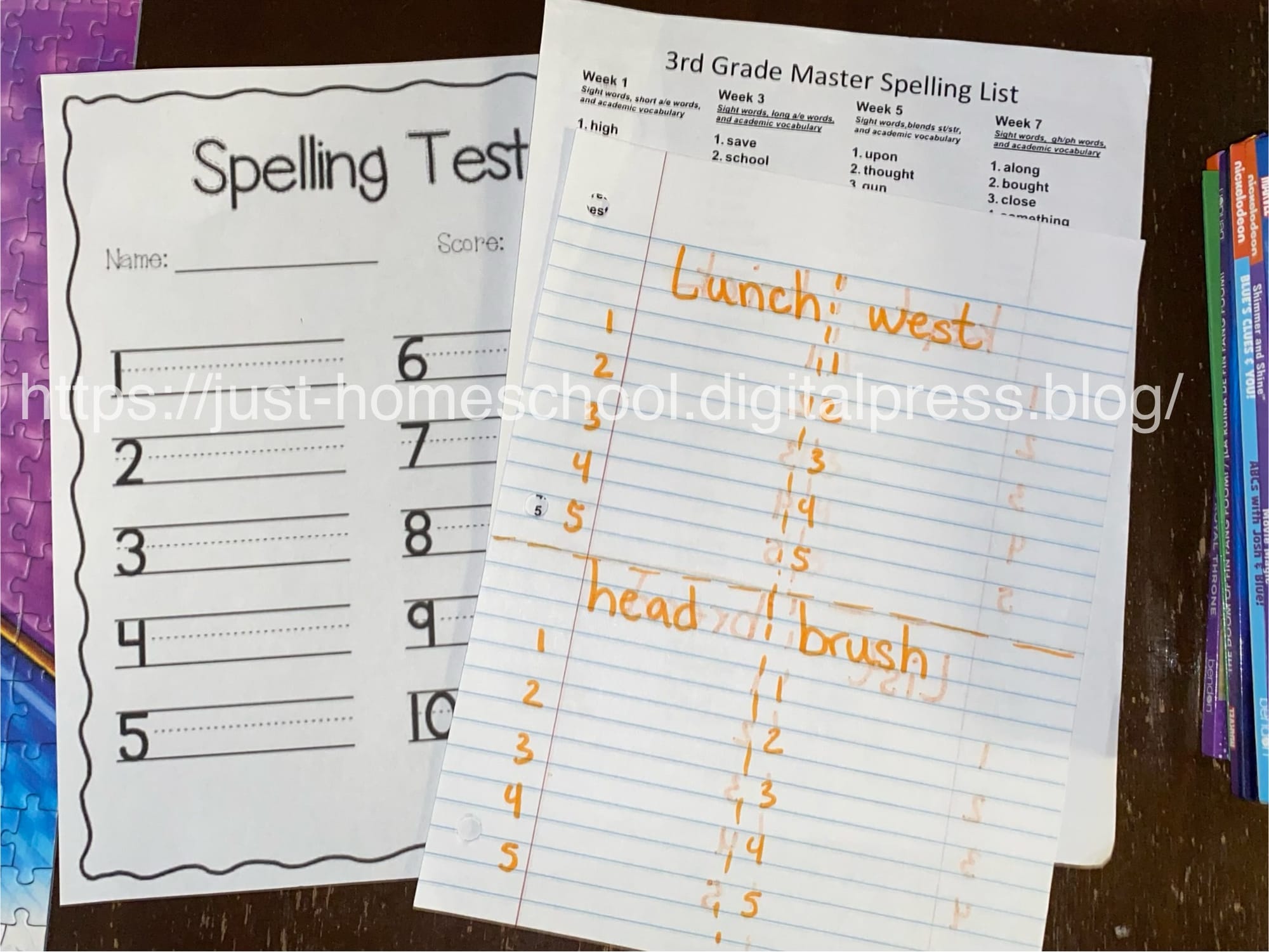 Homeschool Activities: Weekly Spelling Words And Spelling Test