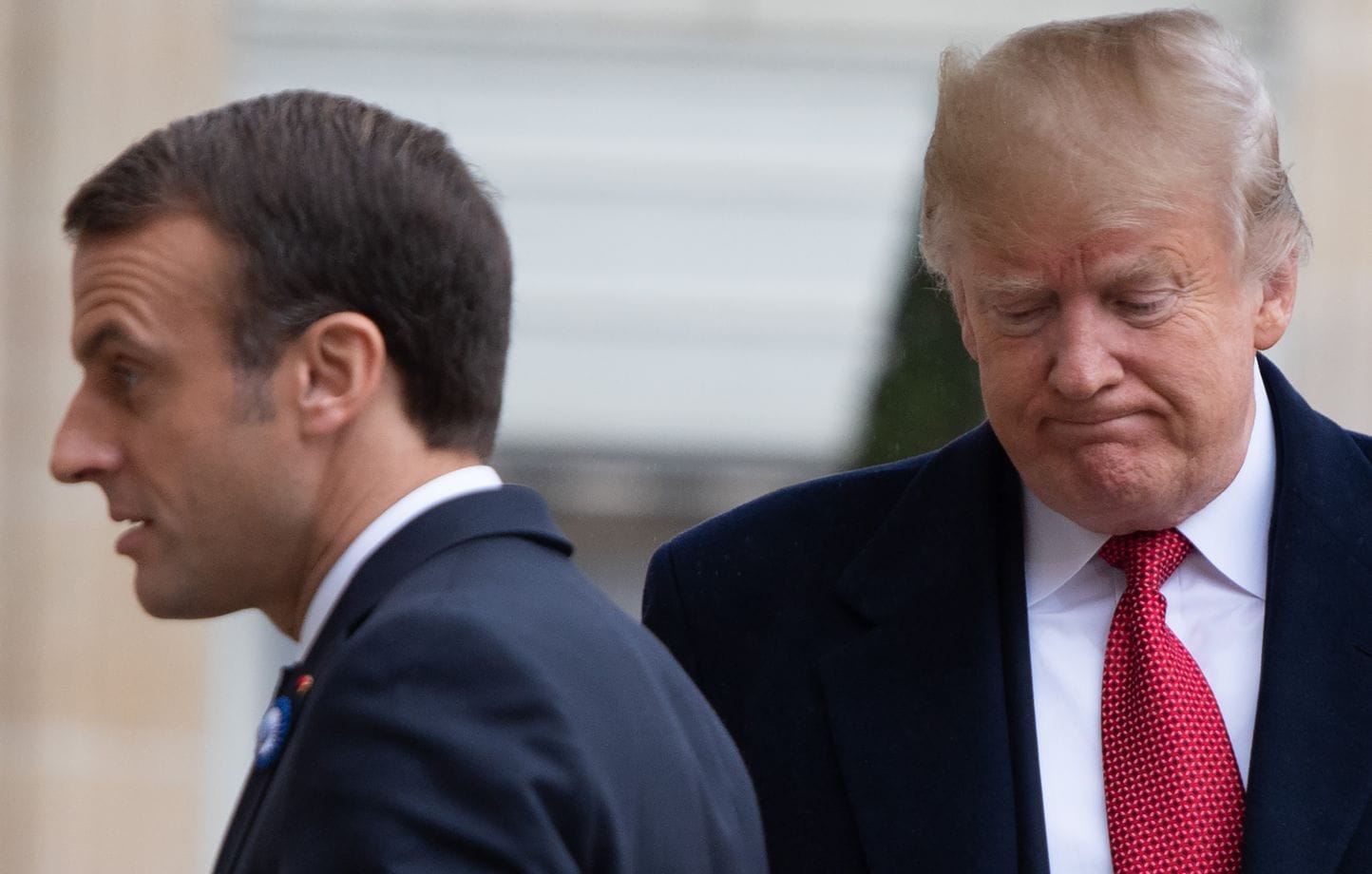Donald Trump et Emmanuel Macron à l'occasion du centenaire de l'Armistice en 2018. - AFP