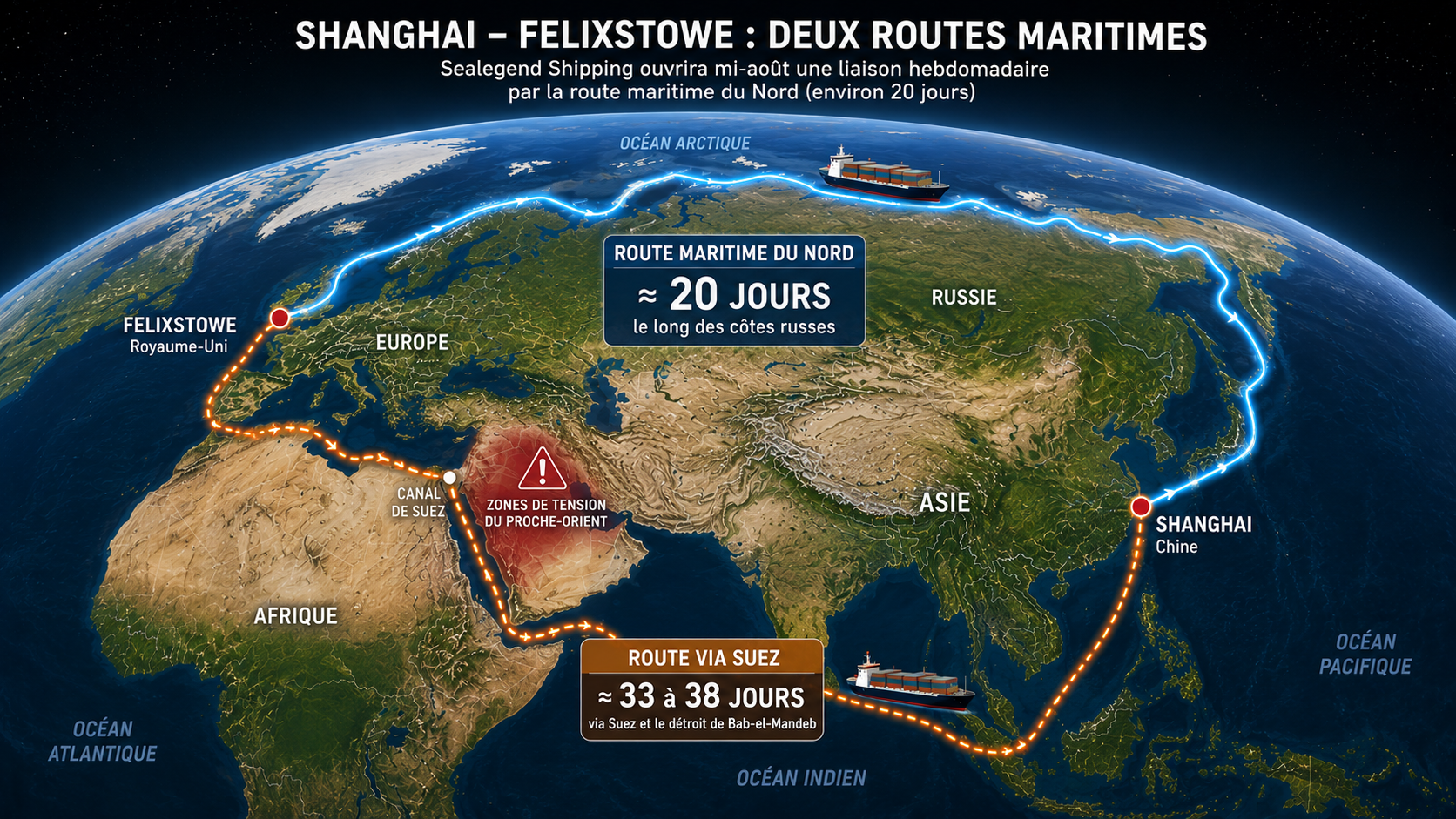 Une ligne maritime Chine-Europe va emprunter la route maritime du Nord via la Russie
